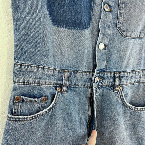 Zara Denim Button Front Collar Danielle Midi Dress Small Western Coastal Cowgirl - Picture 6 of 8